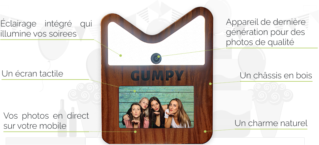 Photobooth en bois style authentique Gumpy